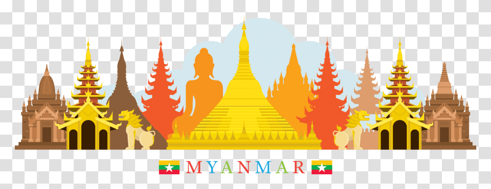 Myanmar Skyline, Worship, Architecture, Building, Temple Transparent Png