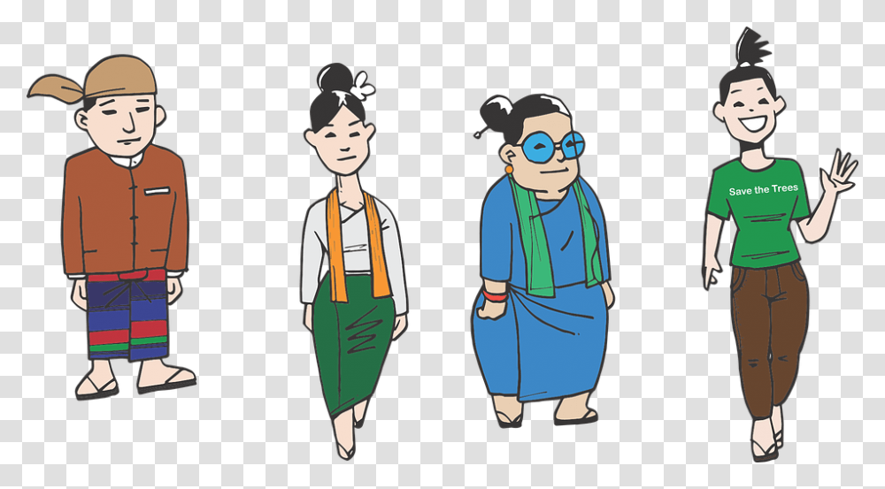 Myanmar Teacher Cartoon, Person, Costume, Female Transparent Png