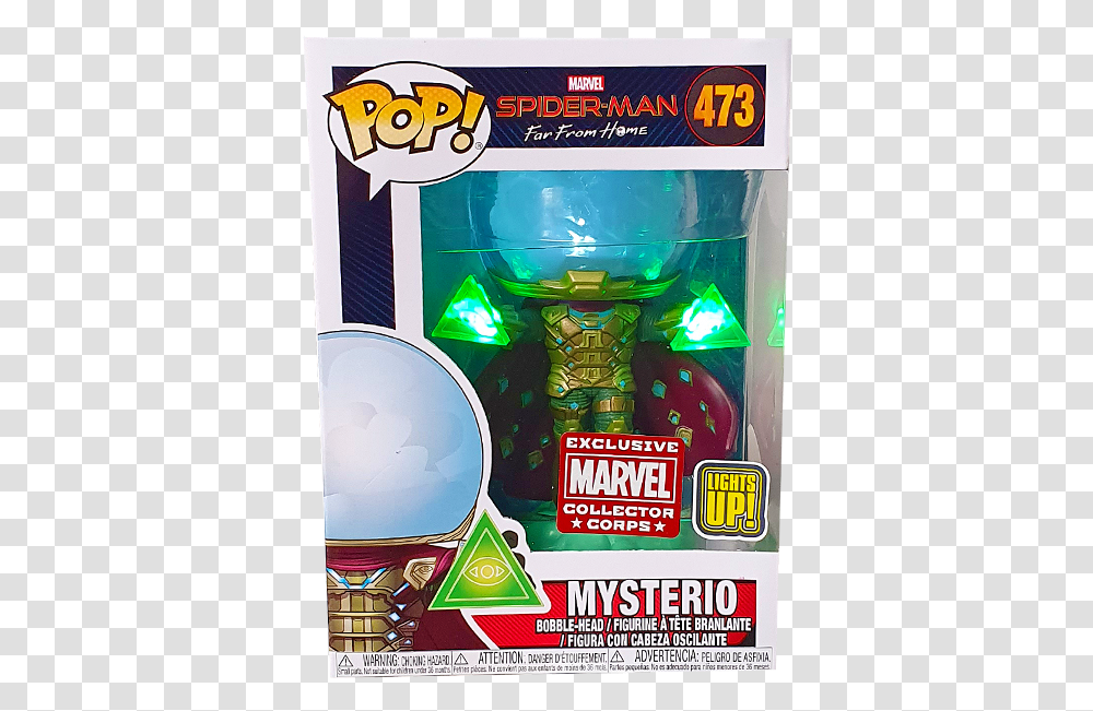 Mysterio Mcc Exclusive Pop Mysterio Funko Pop Light Up, Poster, Advertisement, Text, Arcade Game Machine Transparent Png