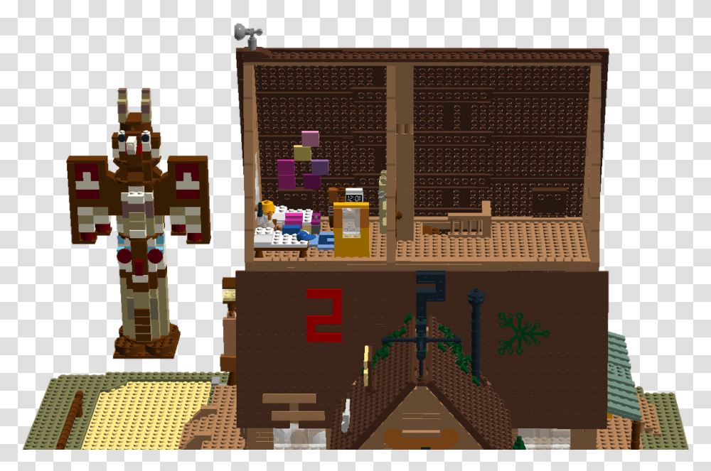 Mystery Shack Gravity Falls Totem Pole Minecraft, Shelf, Furniture, Table, Toy Transparent Png