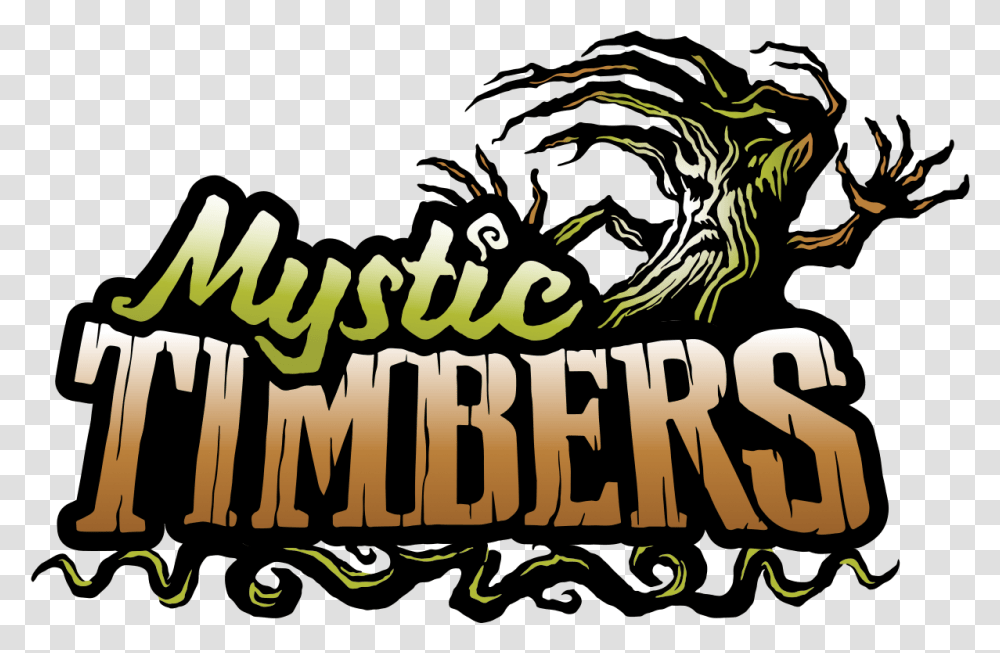 Mystic Timbers Mystic Timbers Kings Island Logo, Text, Alphabet, Poster, Label Transparent Png