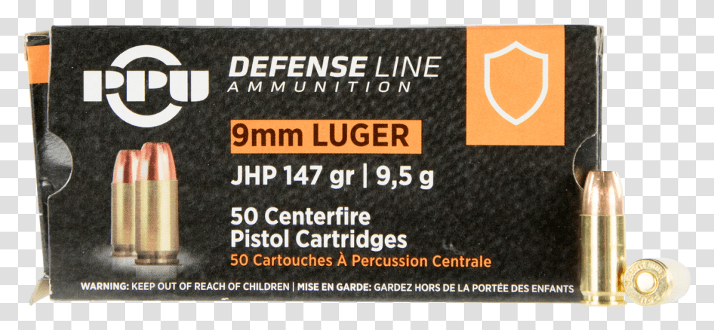 N 147 Grain Jacketed Hollow Point Ppu Luger 9mm Ammo, Paper, Business Card, Advertisement Transparent Png