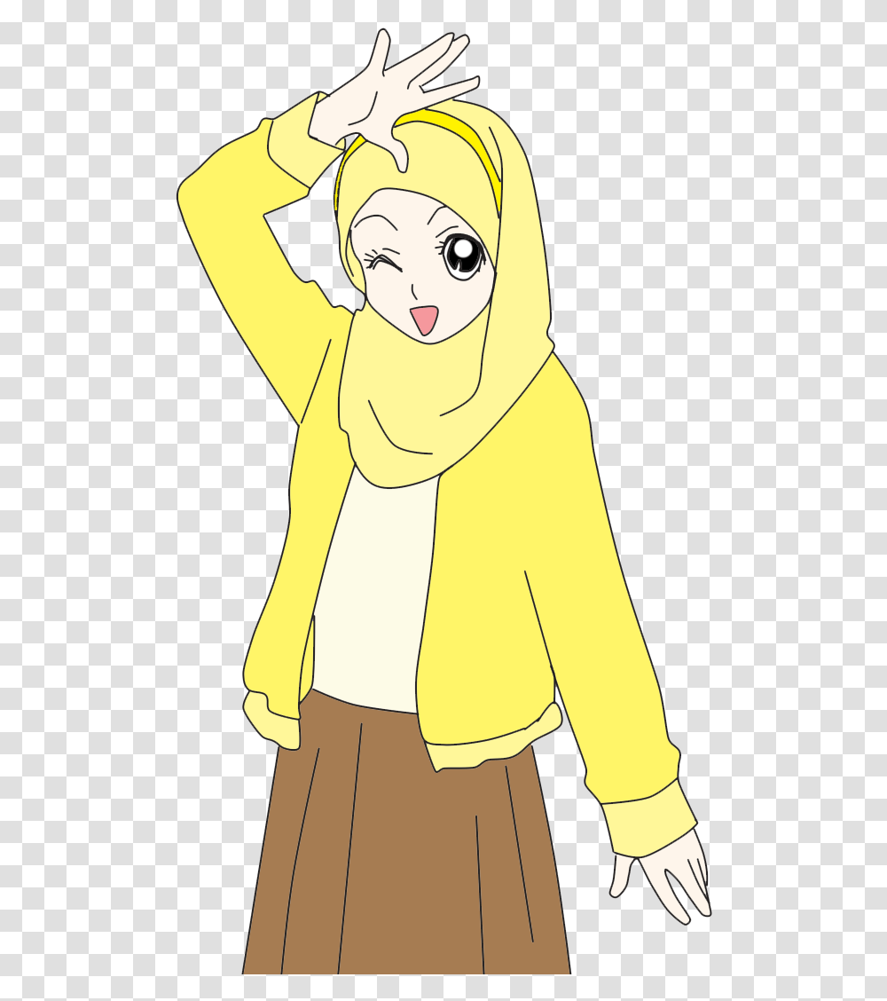 Nabila Medan Freebies Doodle Muslimah Cartoon, Coat, Person, Female Transparent Png