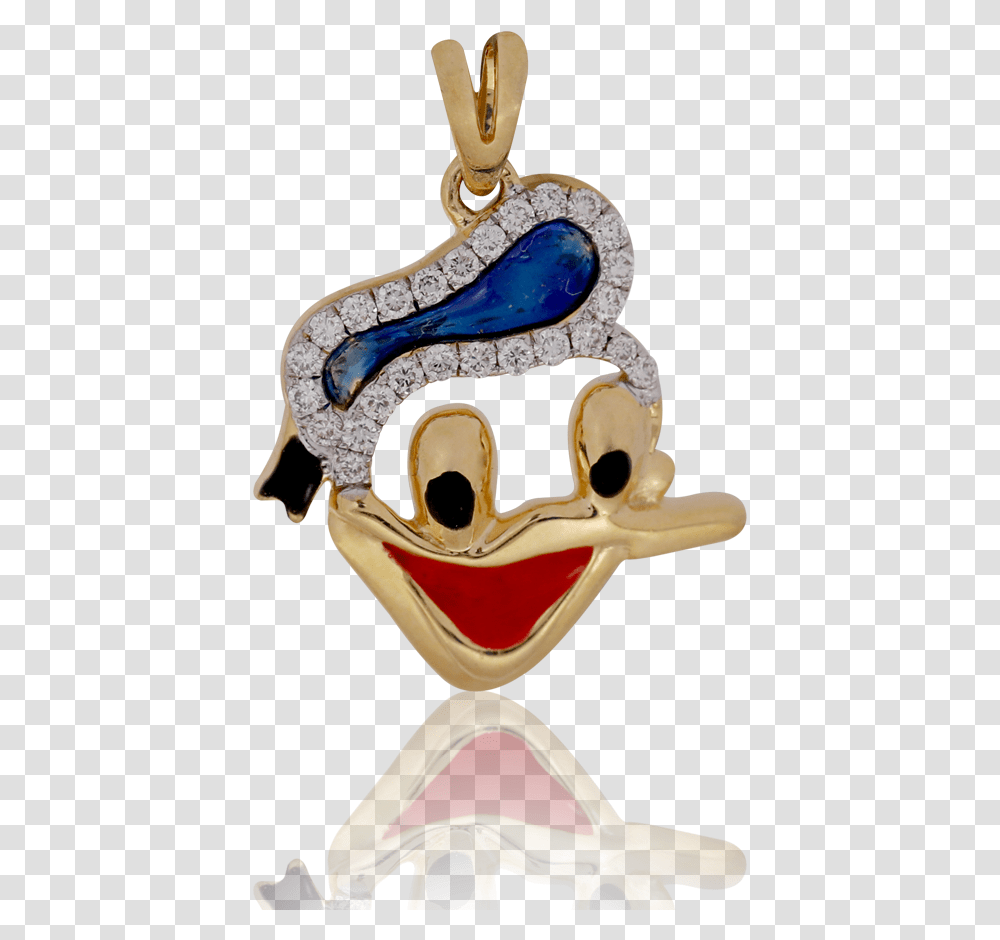 Nac Product Detail Donald Duck Enamel Gold Pendant Donald Duck Pendant, Text, Animal, Bird, Glass Transparent Png