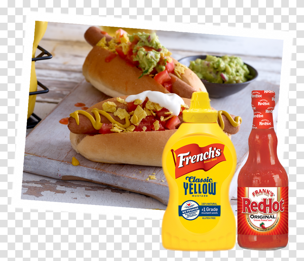 Nacho Crunch Hot Dog French's Mustard, Food, Beer, Alcohol, Beverage Transparent Png
