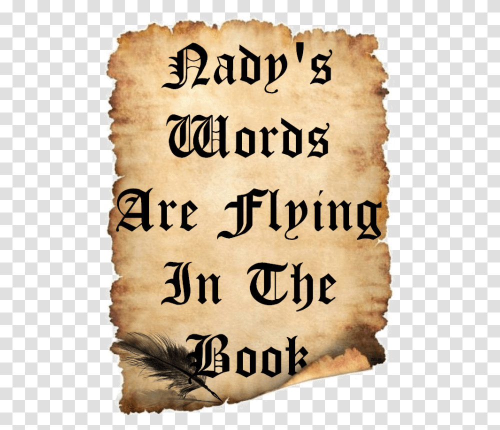 Nadyquots Words Are Flying In The Book Parchment Paper Background, Scroll Transparent Png