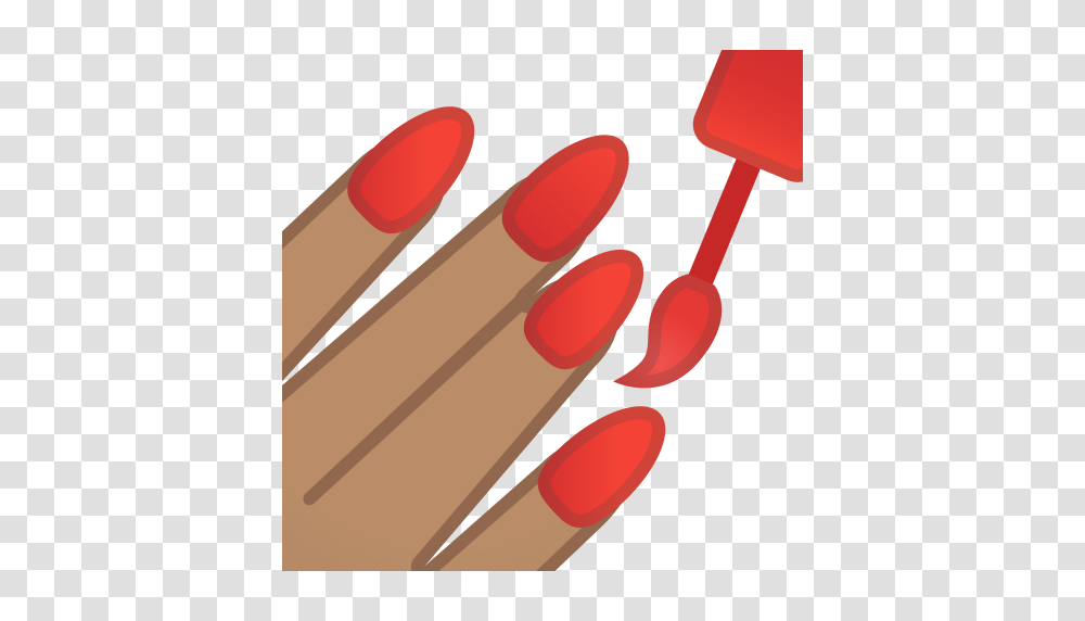 Nail Polish Medium Skin Tone Icon Noto Emoji People Bodyparts, Tool, Cosmetics, Crayon, Lipstick Transparent Png