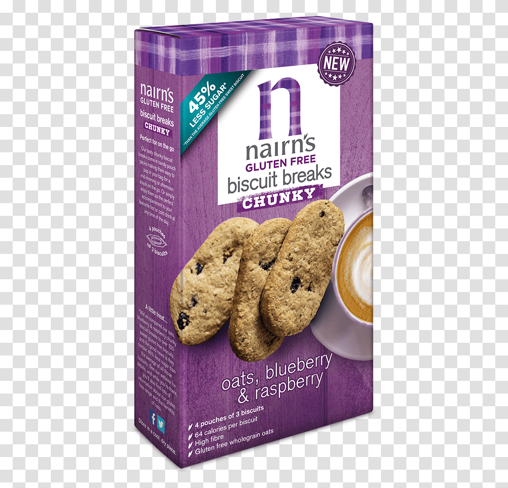 Nairns Oats And Blueberries Nairn's Gluten Free Chunky Biscuit Breaks, Bread, Food, Cookie, Coffee Cup Transparent Png
