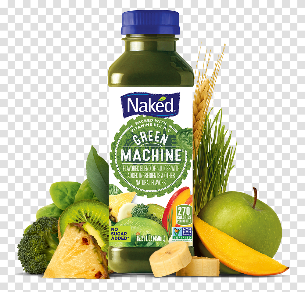 Naked Juice Green Machine, Beverage, Plant, Food, Fruit Transparent Png