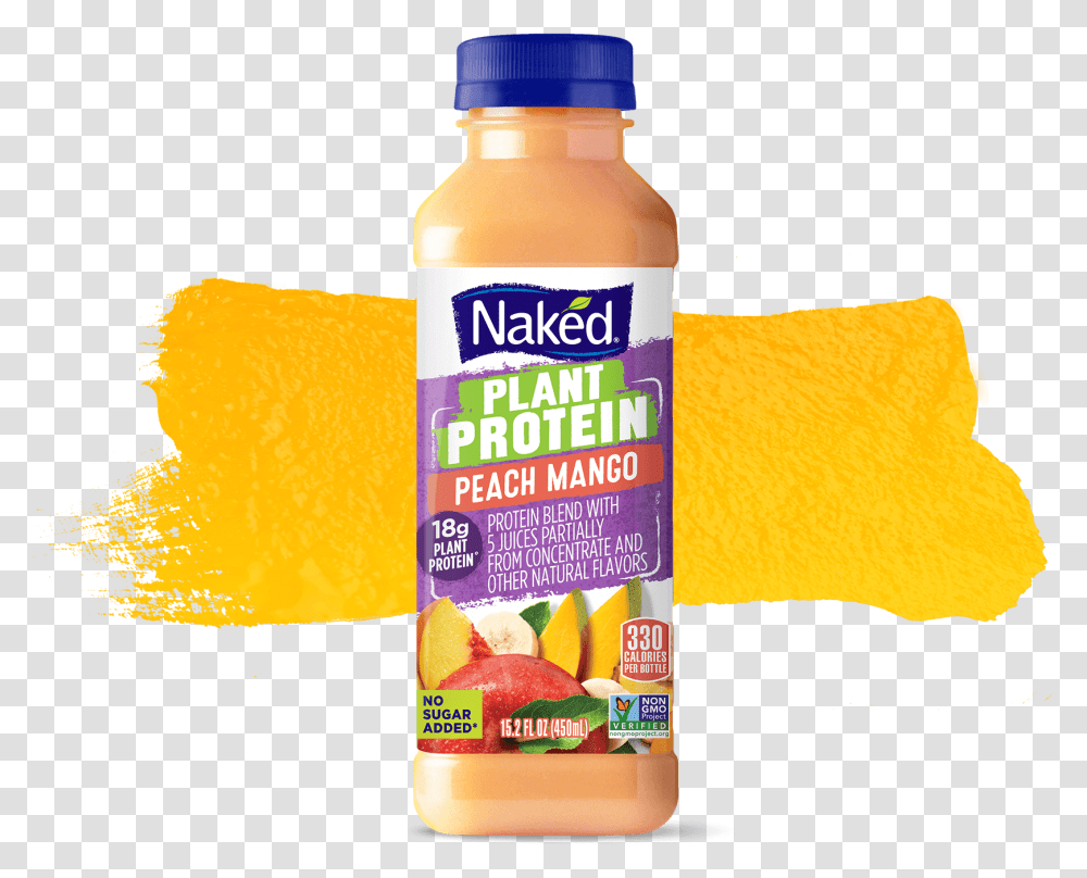 Naked Juice Peach Mango Naked Juice Mighty Mango, Beverage, Drink, Orange Juice, Ketchup Transparent Png