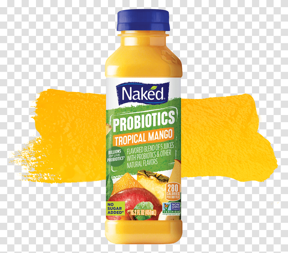 Naked Juice Tropical Mango Probiotics Naked Juice Mango, Beverage, Drink, Orange Juice, Plant Transparent Png