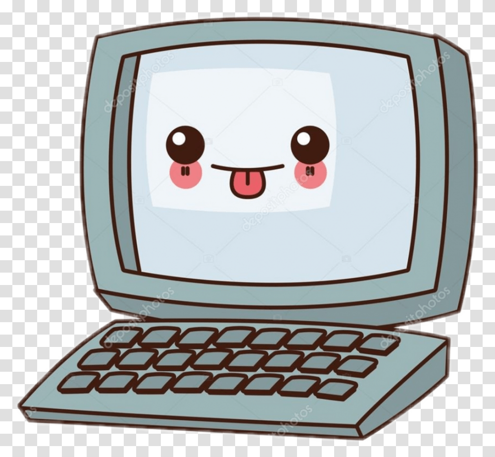 Nalepki Kawaii Komputer Cute Computer Clipart, Electronics, Pc, Screen Transparent Png