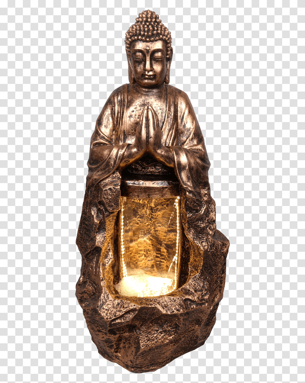 Namaskar Lord Buddha Decorative Water Fountain For Statue, Bronze, Gold, Person, Human Transparent Png