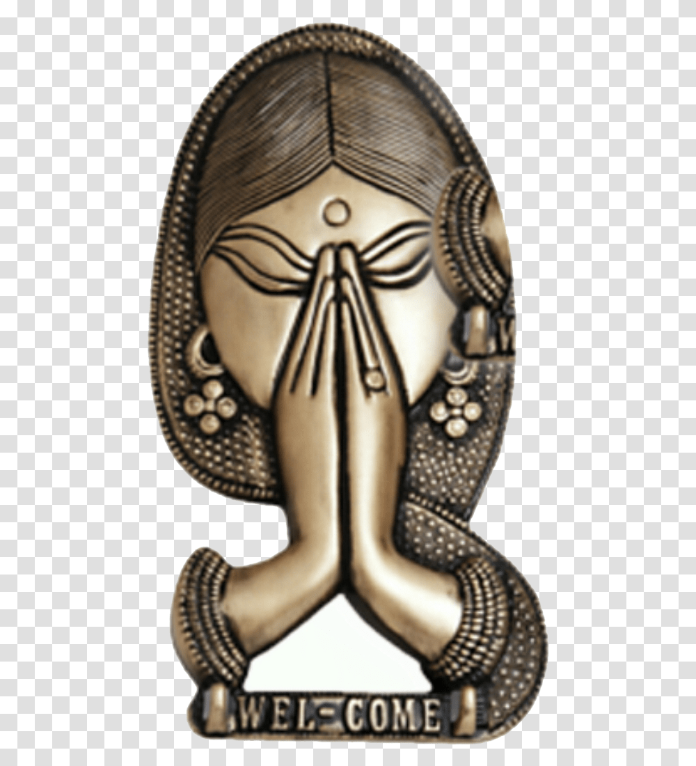 Namaste Namaste Clipart Swagatam Woman, Bronze, Person, Figurine, Head Transparent Png