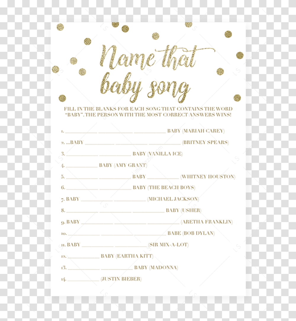 Name That Tune Baby Shower Game Free Printable, Page, Menu, Flyer Transparent Png