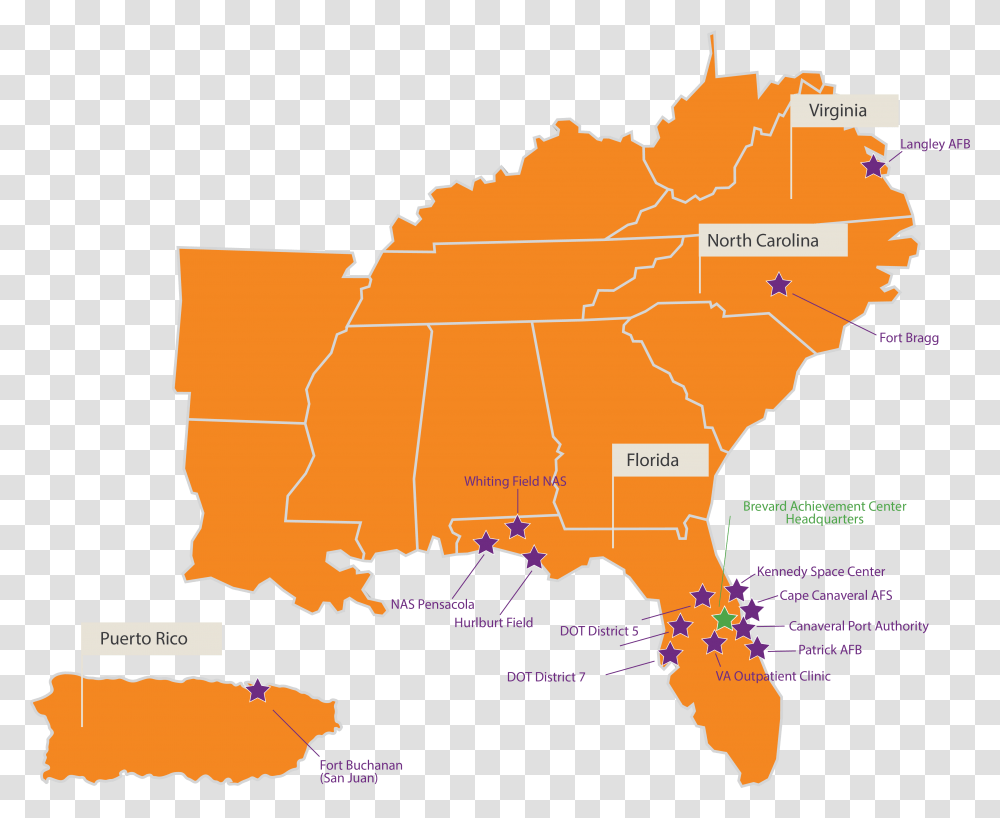 Names Of The States In The Southeast Region, Map, Diagram, Atlas, Plot Transparent Png