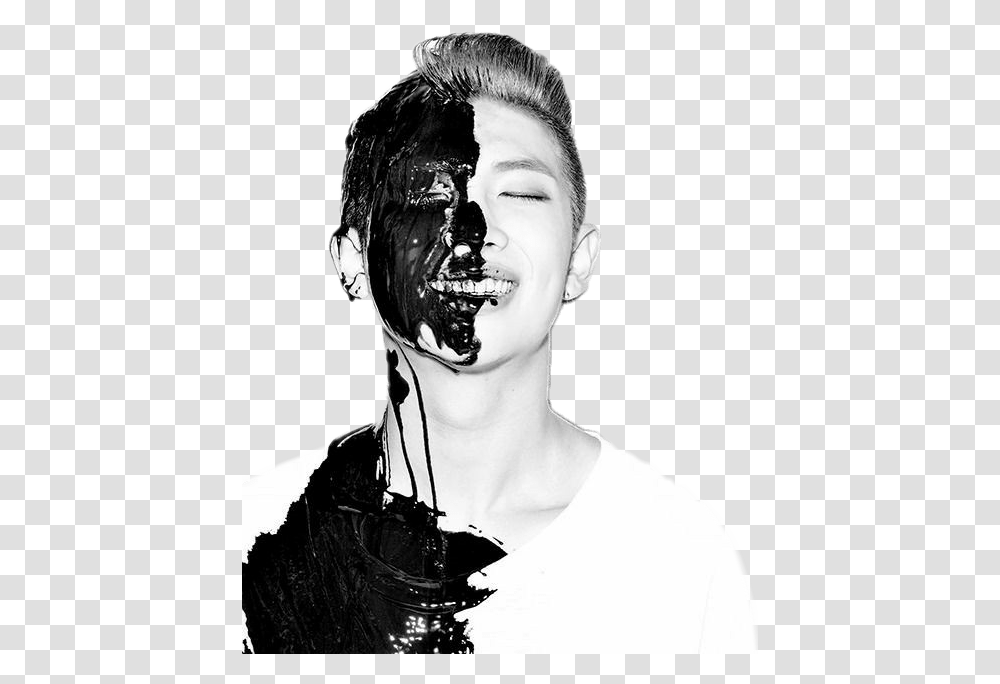 Namjoon Black And White, Head, Face, Person Transparent Png
