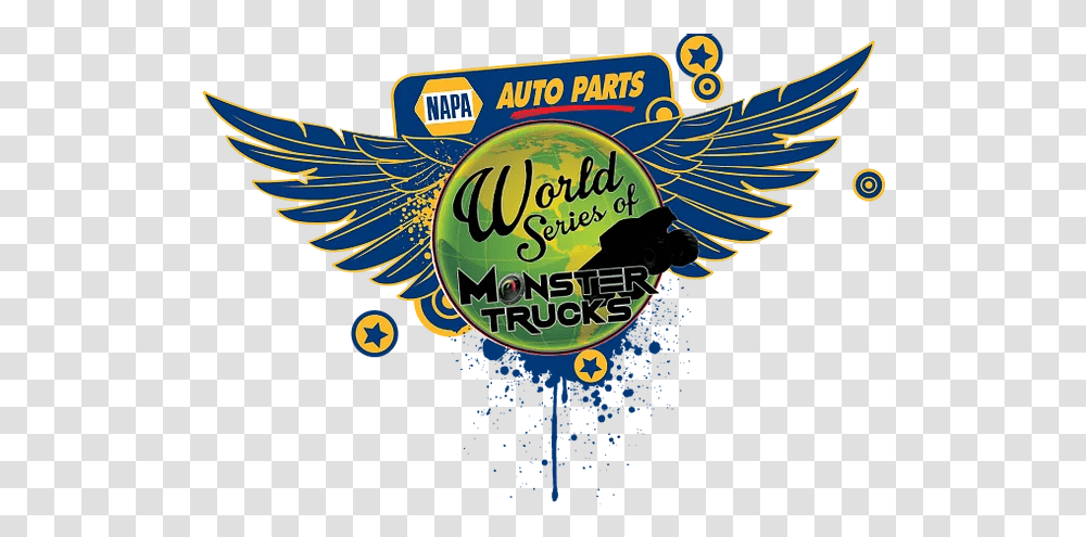 Napa Monster Truck Racing And Freestyle World Series Soccer Ball With Crown Wings, Logo, Symbol, Label, Text Transparent Png