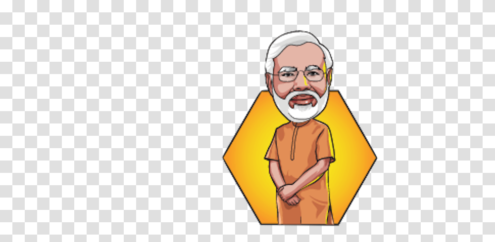Narendra Modi Stickers Messages Sticker 5 Cartoon Sketch Of Modi, Face, Person, Head Transparent Png