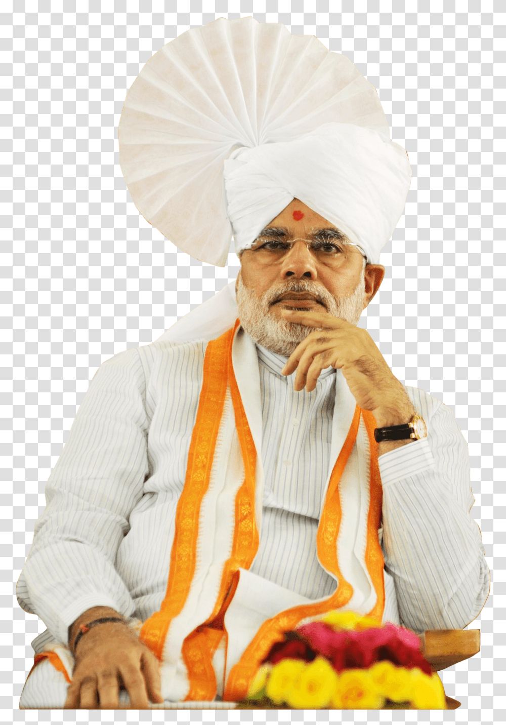 Narendra Modi Thinking Narendra Modi Hd, Person, Turban, Headband Transparent Png