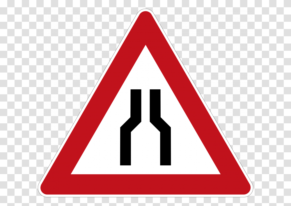 Narrow Roadway Ahead Achtung Svg, Road Sign, Triangle Transparent Png