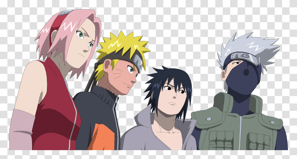 Naruto And Sakura And Sasuke And Kakashi Team Kakashi, Comics, Book, Manga, Helmet Transparent Png
