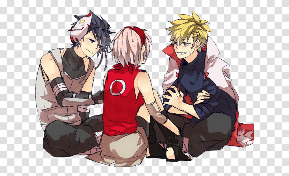 Naruto And Sakura And Sasuke, Comics, Book, Manga, Person Transparent Png