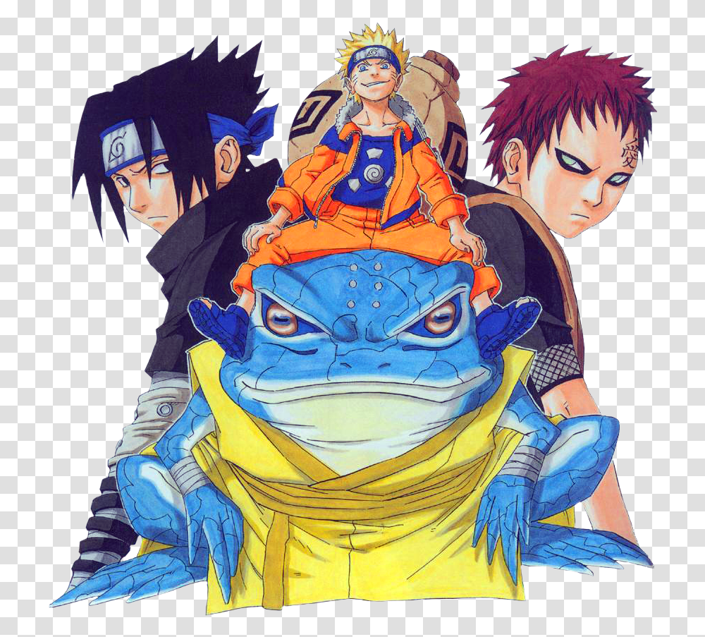 Naruto On Frog With Sasuke And Gaara Naruto Volume, Comics, Book, Manga, Person Transparent Png