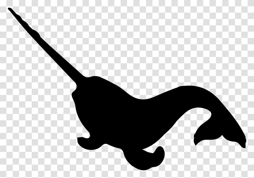 Narwhal Sea Animal Shape Narwhal Icon, Silhouette, Stencil, Mammal, Mustache Transparent Png