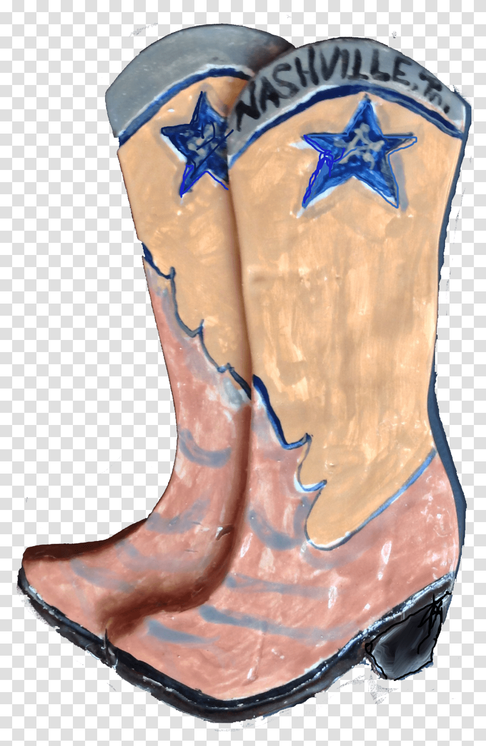 Nashville Cowboy Boots Ceramic Plaque Cowboy Boot, Clothing, Apparel, Footwear, Tattoo Transparent Png