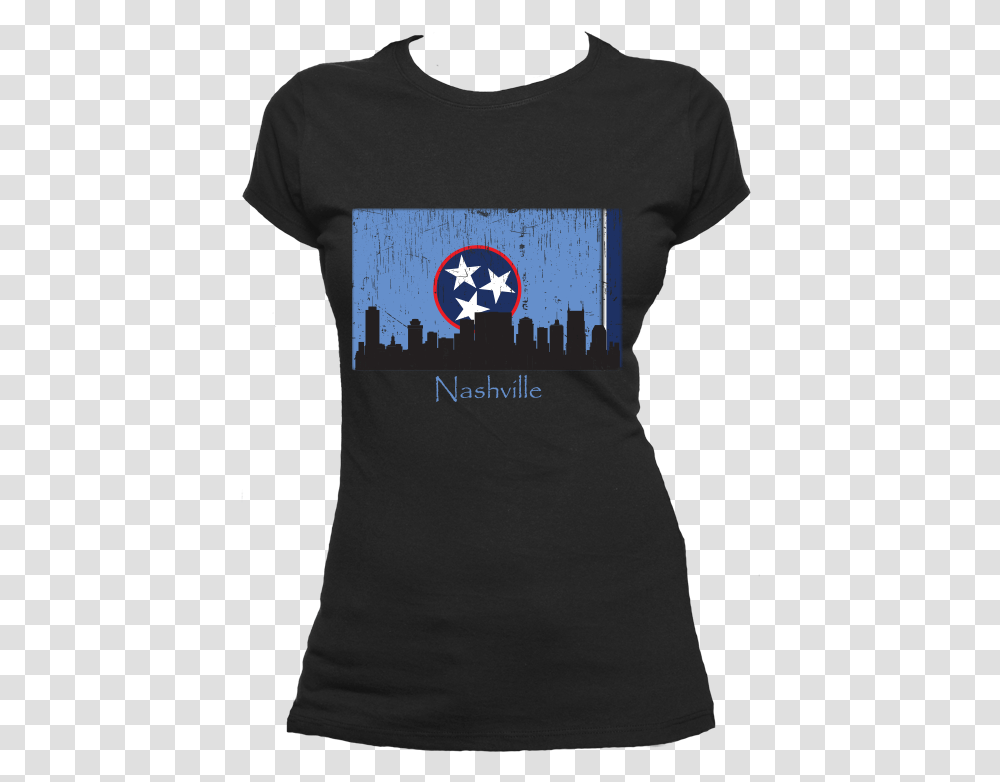 Nashville Skyline Blue Women's Short Sleeve T Shirt Sarcasm Girl T Shirts, Apparel, T-Shirt, Person Transparent Png
