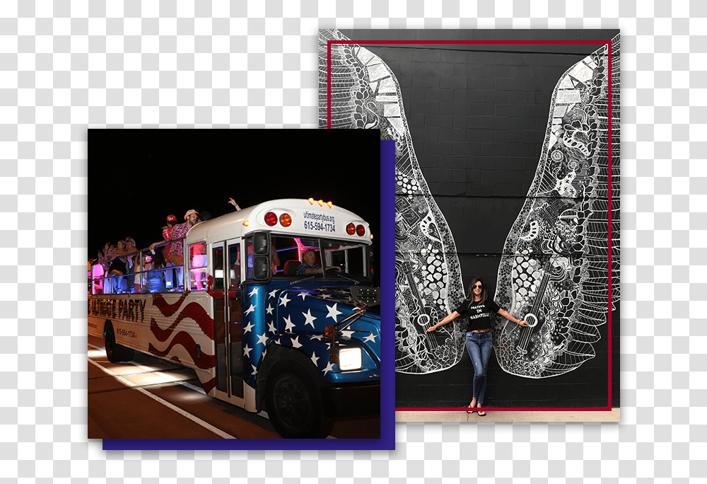 Nashville Whatliftsyou Wings Mural, Person, Human, Bus, Vehicle Transparent Png