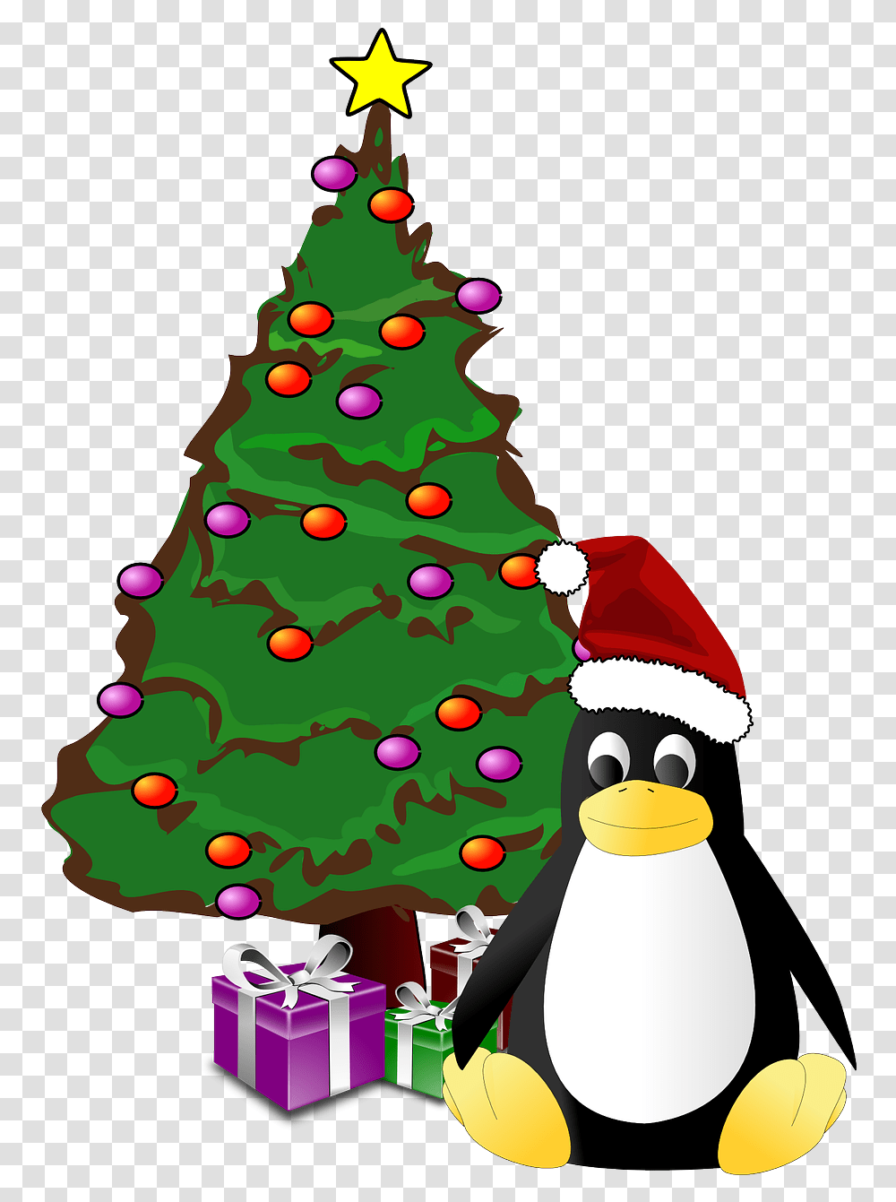 Natal Tux Svg Clip Arts Christmas Tree Animated, Ornament, Plant, Bird, Animal Transparent Png