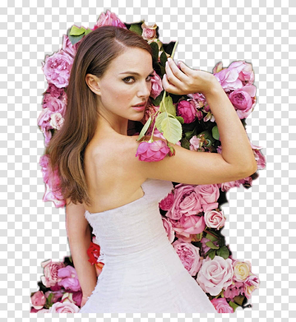 Natalie Portman La Vie En Rose Natalie Portman Dior Roses, Plant, Person, Flower Transparent Png