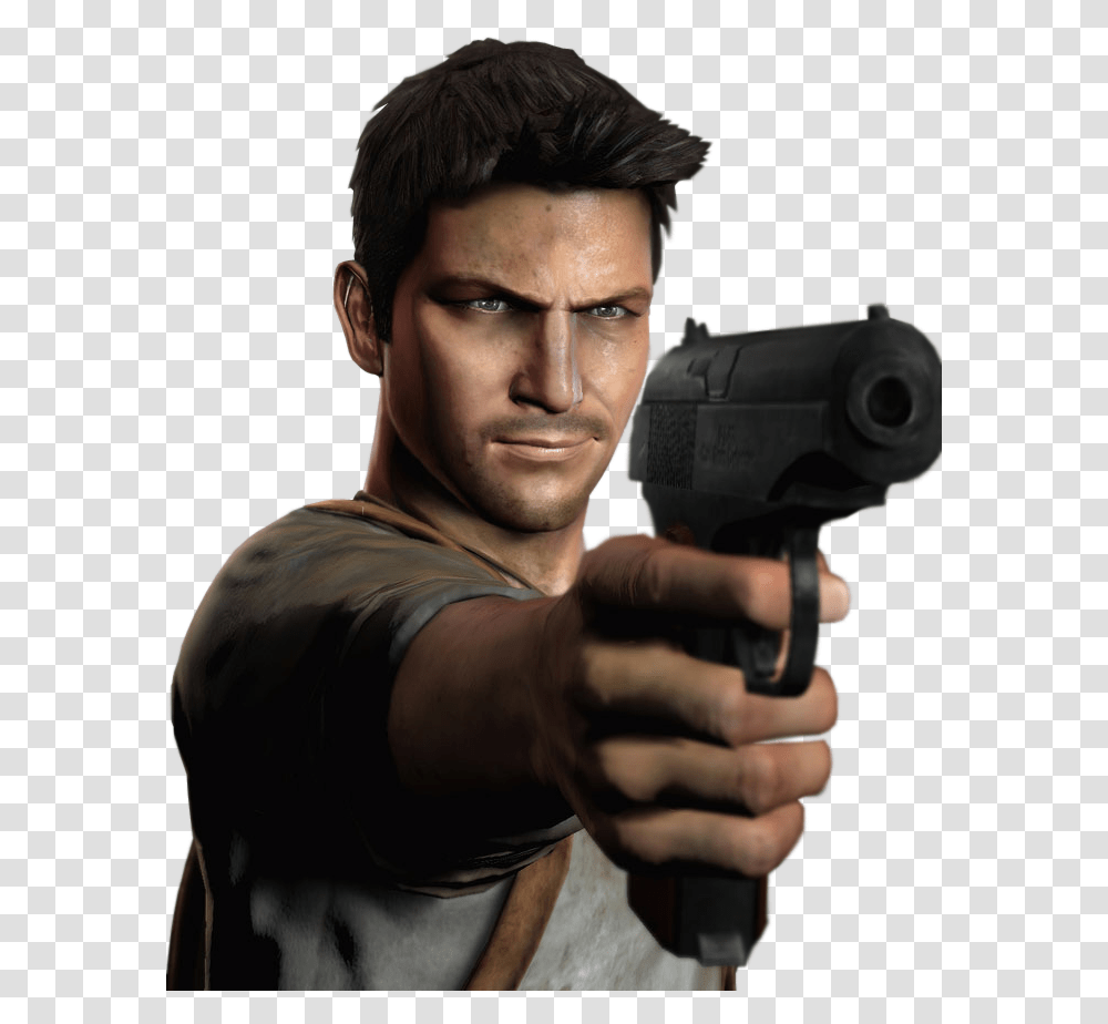 Nathan Drake Uncharted Drake's Fortune, Person, Human, Handgun, Weapon Transparent Png