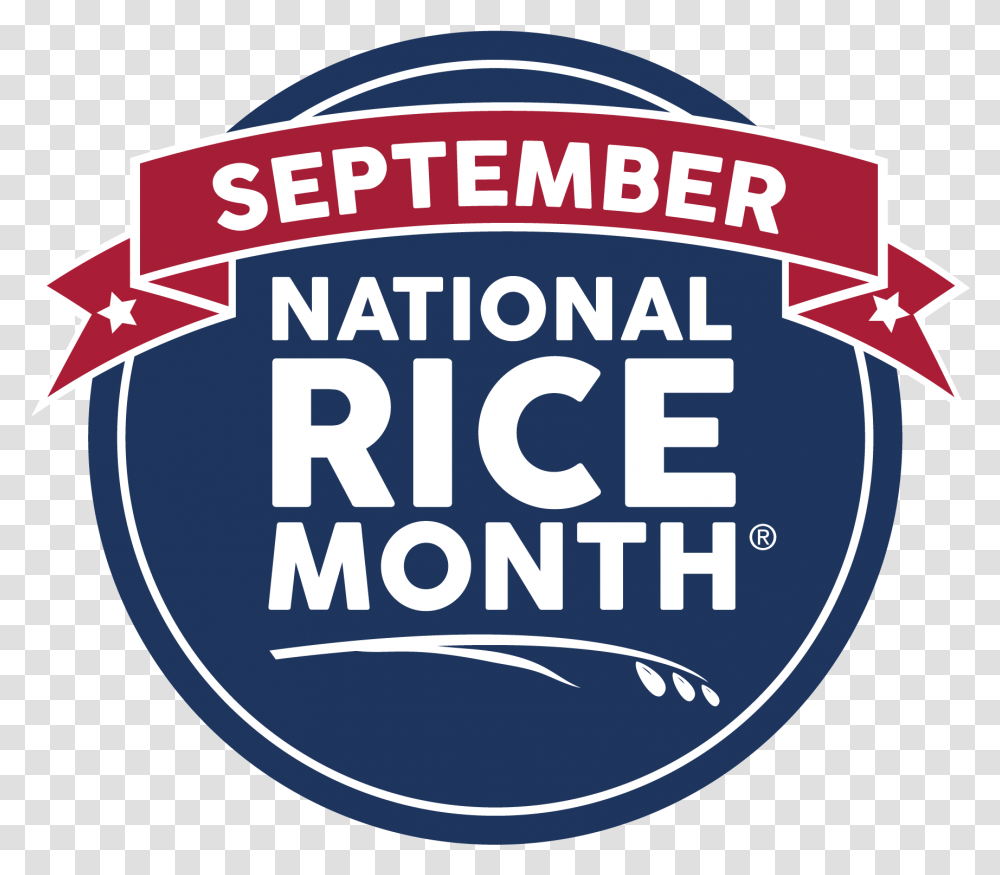 National Rice Month Logo Blue Circle With White Text Circle, Label, Word, Plant Transparent Png