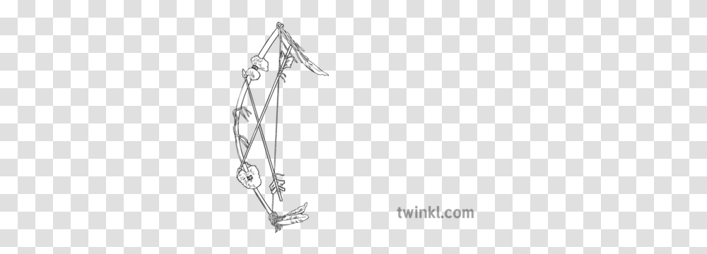 Native American Bow And Arrow Black White Illustration Thylacoleo Colouring Pages, Symbol, Crystal Transparent Png