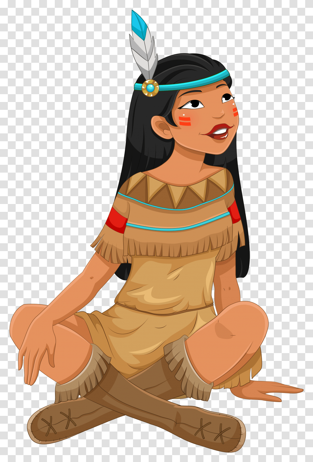 Native American Girl Cartoon, Person, Human, Apparel Transparent Png