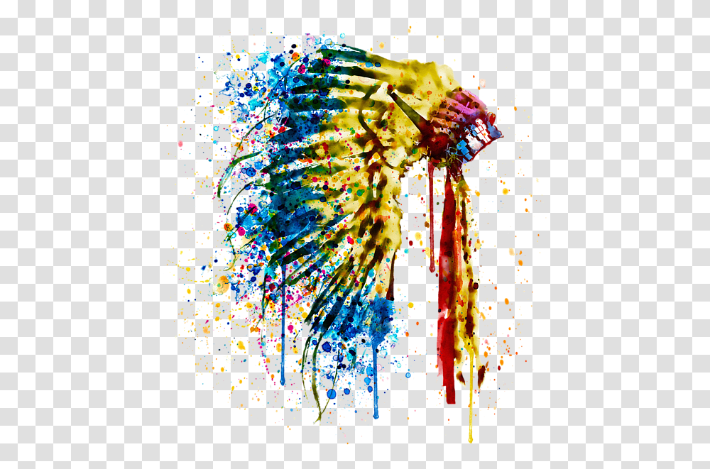 Native American Headdress Painting, Paper, Confetti, Crowd Transparent Png