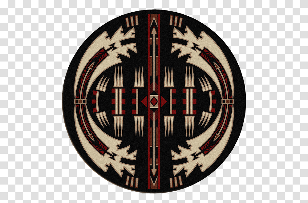 Native Arrow Black Rustic Lodge Rug Round Circle, Logo, Emblem, Clock Tower Transparent Png