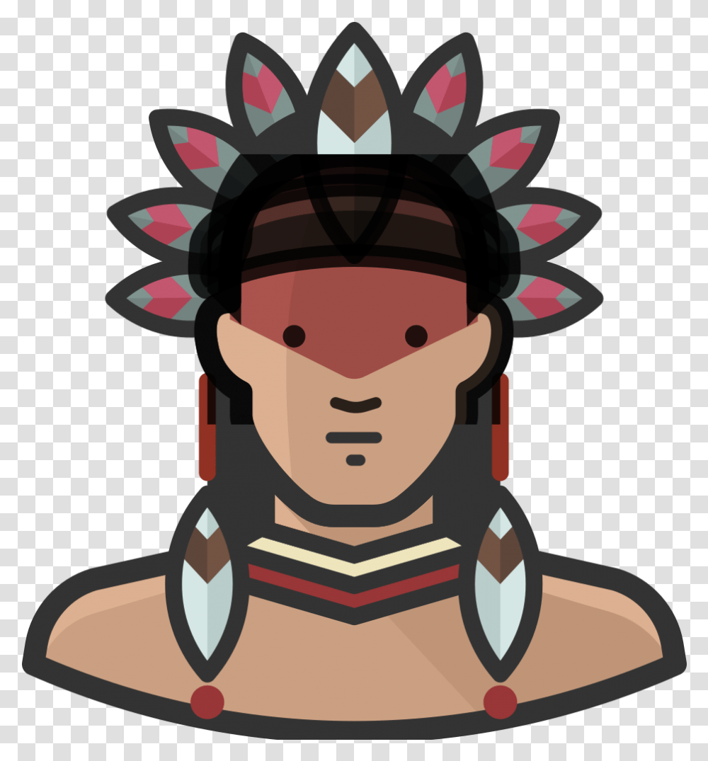 Native Man Icon Avatar Icon Tribal, Face, Costume, Hat Transparent Png