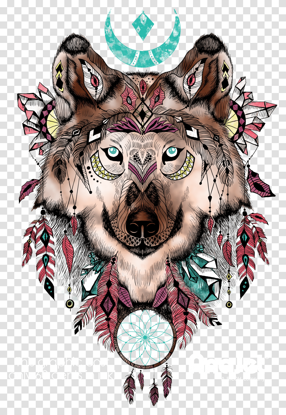 Native Wolf Dark Shi Anajet Wolf, Pattern, Ornament, Fractal Transparent Png