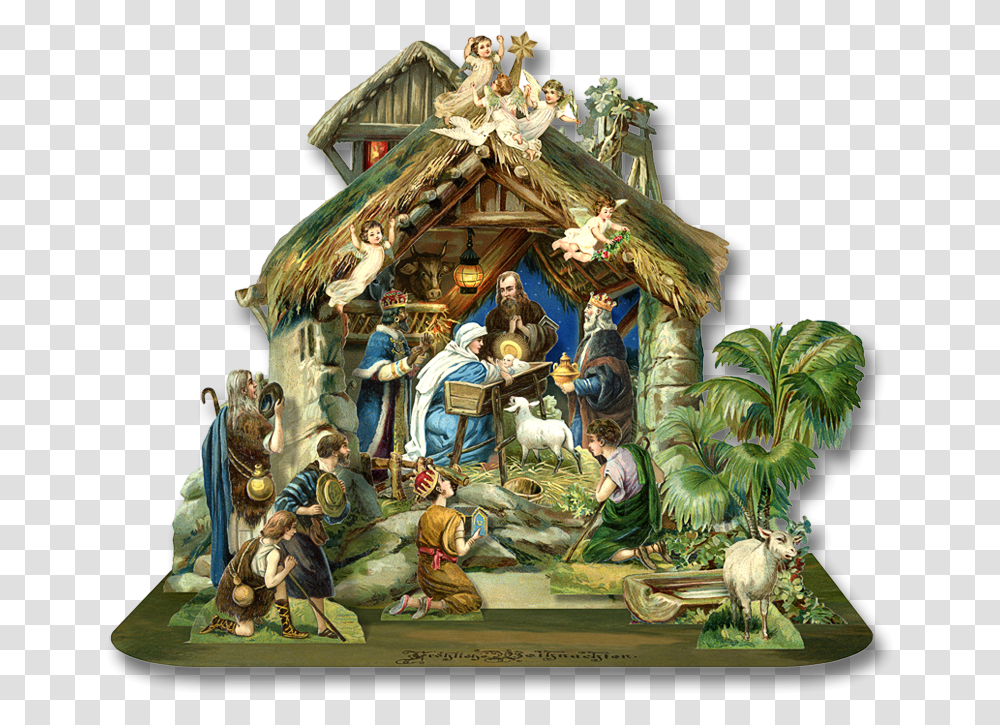 Nativity Clipart Nativity Scene Background, Person, Painting, Bird, Architecture Transparent Png