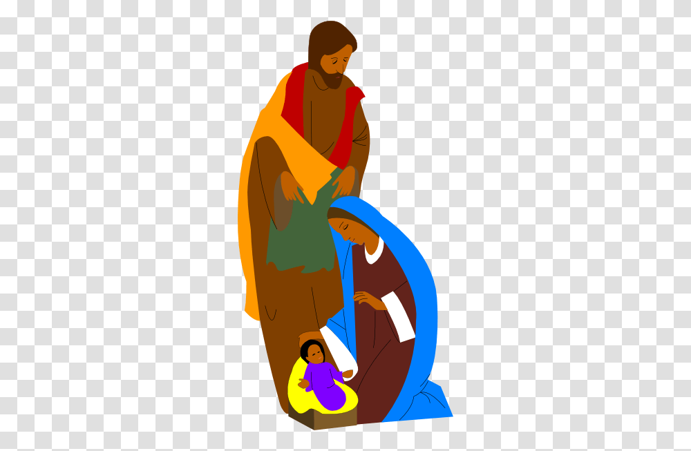 Nativity Scene With Baby Jesus Mary And Joseph Clip Art, Person, Sleeve, Prayer Transparent Png