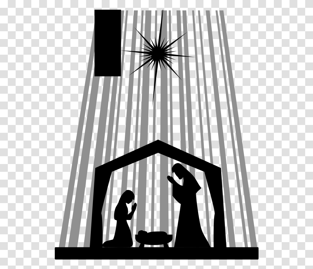 Nativity Star Silhouette Free Manger Scene Silhouette, Gate, Building, Architecture, Plant Transparent Png