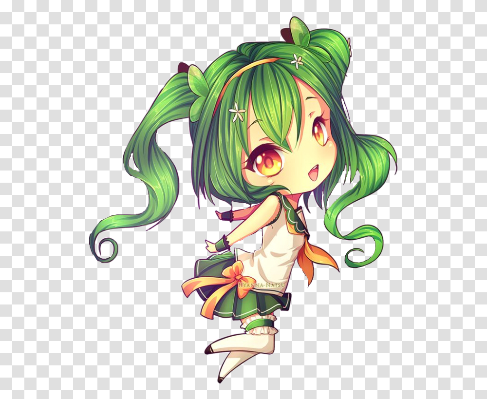 Natsu Chibi Green Chibi Anime Girl Hd Download Anime Girl With Green Pigtails, Graphics, Art, Manga, Comics Transparent Png