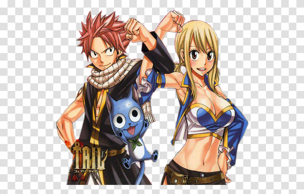 Natsu Happy And Lucy, Comics, Book, Manga, Person Transparent Png