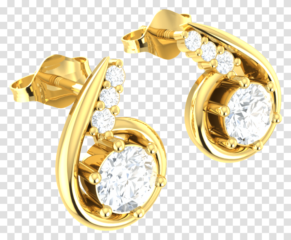 Natural 0 4ct Round Cut Diamond 10k Gold Earrings Ladies Earrings, Accessories, Accessory, Jewelry, Gemstone Transparent Png