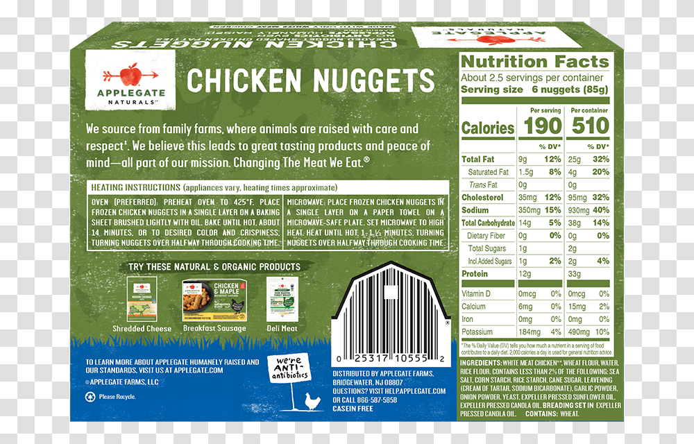 Natural Chicken Nuggets Back Nutrition Facts, Flyer, Poster, Paper, Advertisement Transparent Png