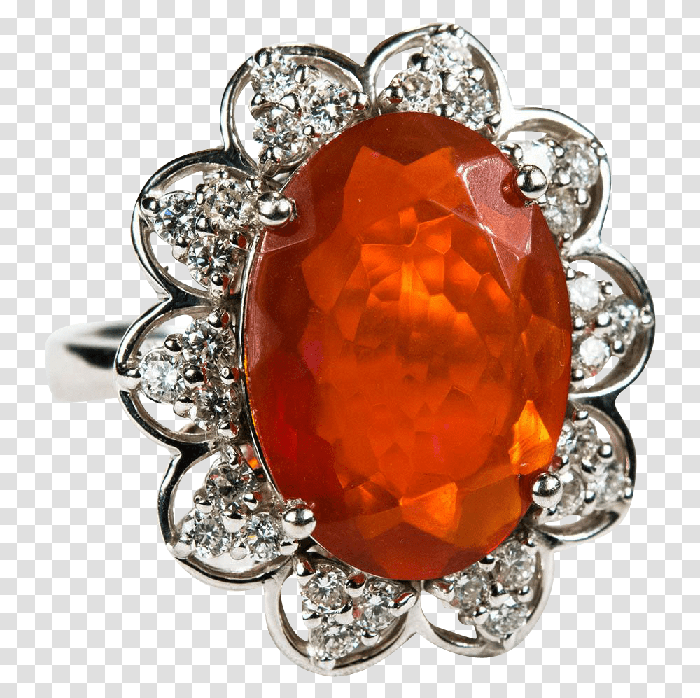Natural Fire Opal Diamond Ring 14k Gold Orange Opal Crystal, Accessories, Accessory, Jewelry, Gemstone Transparent Png